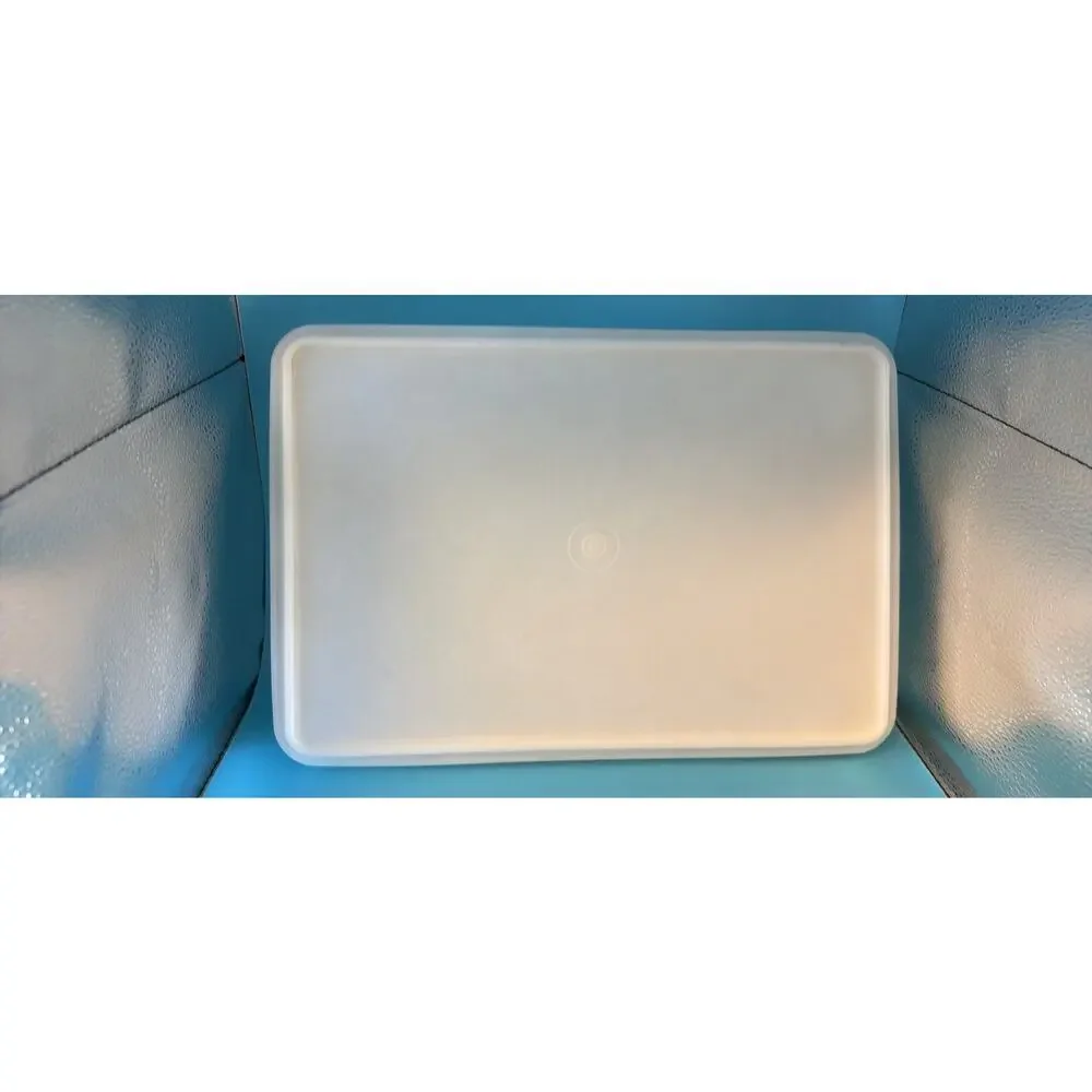 Tupperware 4-Piece Rectangular Plastic Containers Snap Lids White/Blue
